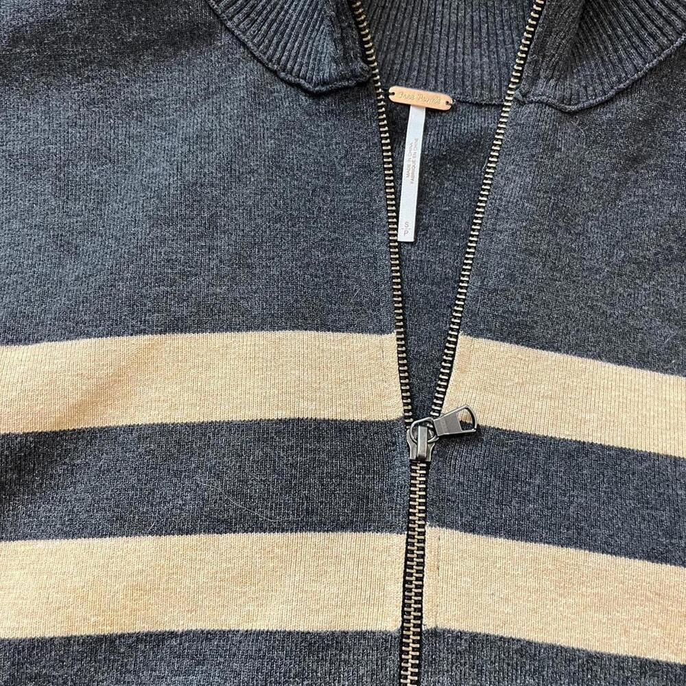Free People Coastal Stripe Oversized Sweater Pullover in Tan and Black Stripe - Picture 4 of 6